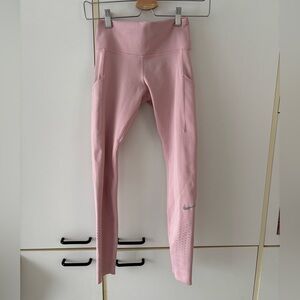 Nike Dri-Fit Epic Lux Leggings Women XS Running Light Pink Rose Barbiecore Logo